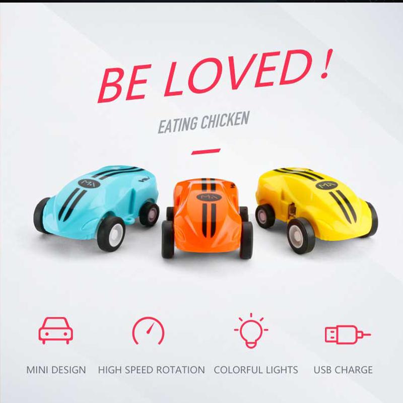 Mini RC Car High Speed Fast 360 Degree Rotation Luminous Stunt Turn Trick Drift Small Car with Light USB Charging Children Gift