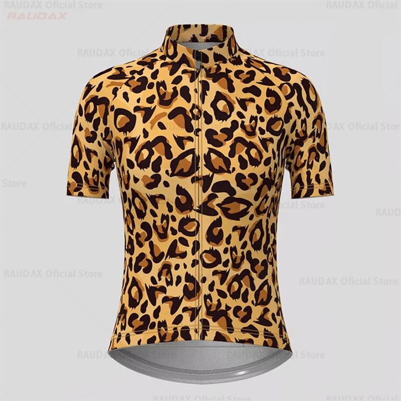 2026 Women Clothing Sets Leopard Print Cycling Jersey Summer Cycling Shorts Woman Clothes Mountain Bike Bicycle Set Sportwear