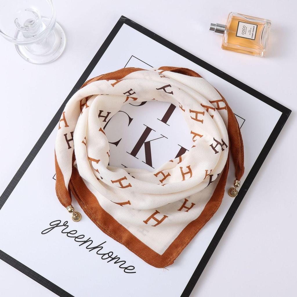 Осенне-зимний шелковый шарф в западном стиле с корейским акцентом в виде магнитного золотого шарика