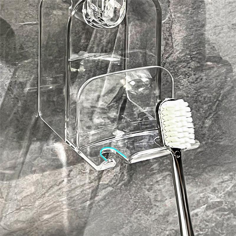 Съемный держатель для зубных щеток на присоске с крышкой для стакана воды для ванной комнаты, органайзер для хранения зубных щеток для душа, прочный B