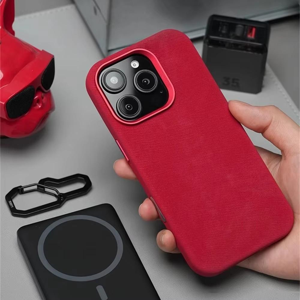 iPhone 16 15 14 13 12 17 Pro Max Plus Магнитная Беспроводная Зарядка Сплав Объектив Противоударный Чехол Роскошный Кожаный Чехол MagSafe из Волокна