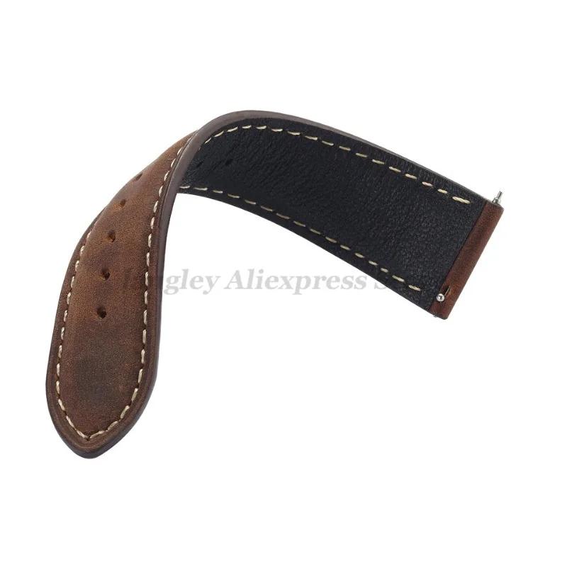 Leather Watch Strap 14mm 16mm 18mm 20mm 22mm 24mm for Samsung Galaxy Watch7/6/5/4 Vintage Brown Quick Release Universal Bracelet