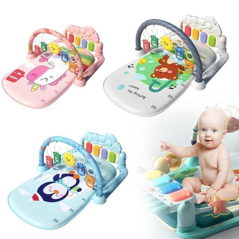 Infant Musical Piano Baby Gym Mat With Detachable Hanging Toys And Light-up Features