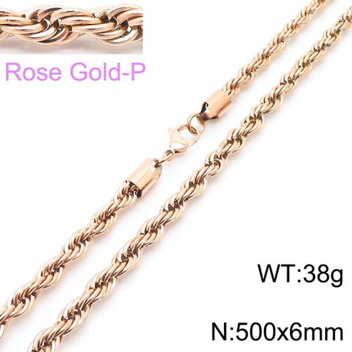 Durable Stainless Steel Rope Chain Necklace - Multi-Size, Titanium Steel for Men and Women