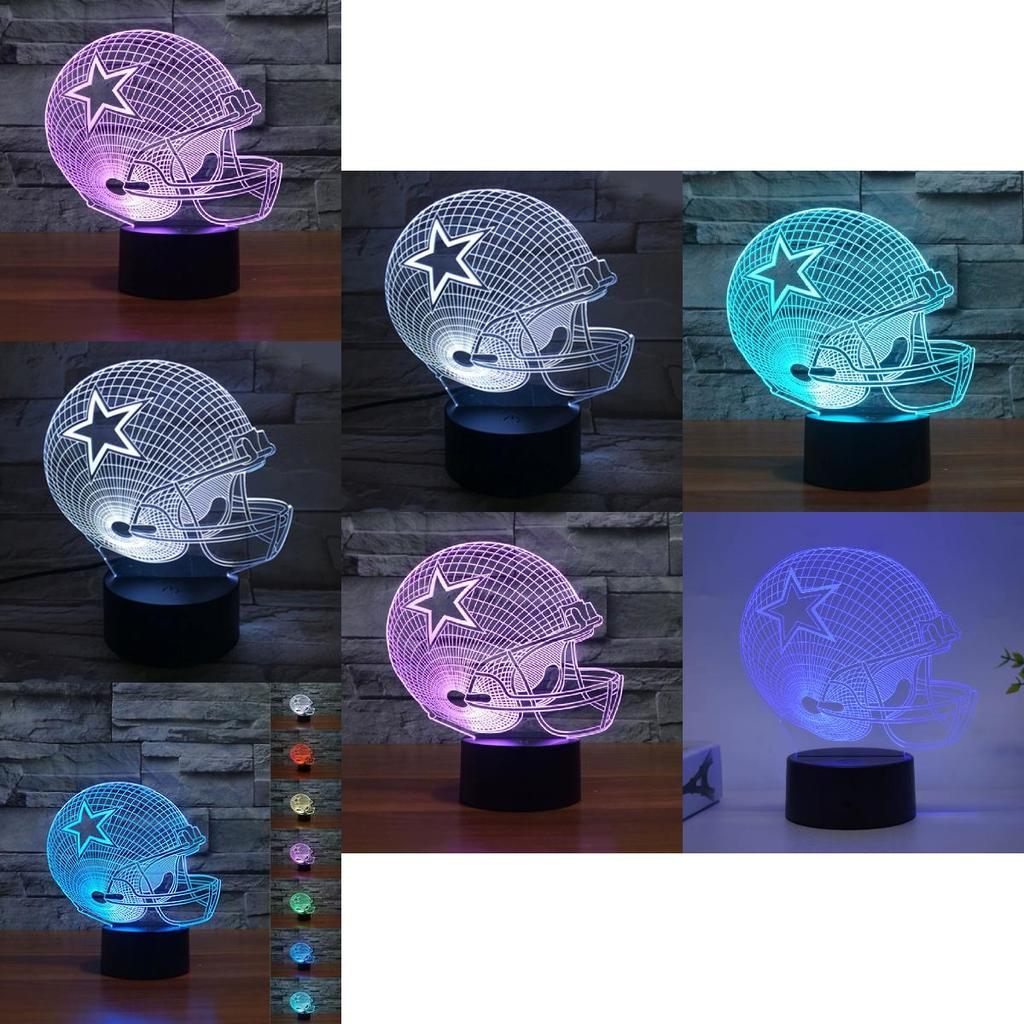 Шапка для регби Узор 3D Светодиодный ночник с сенсорным управлением для домашнего декора, подарок