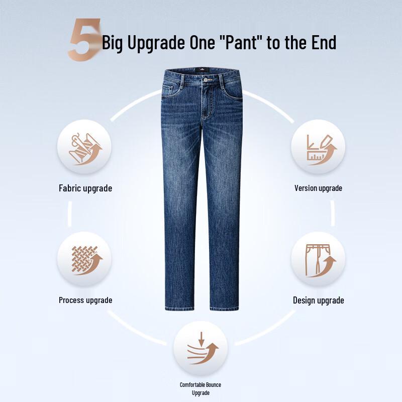 Septwolves Men's Four-Way Stretch Straight-Leg Washed Jeans