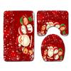 Christmas Shower Curtain Floor Mat Combination Four-Piece Set Bathroom Toilet Carpet Shower Room Mat Foot Mat