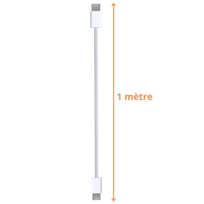 Лот 2 кабеля USB-C USB-C для iPhone 15 - 15 PLUS - 15 PRO - 15 PRO MAX - Нейлоновый плетеный кабель 1 метр Phonillico®