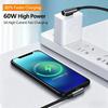 Прочный плетеный USB C кабель с поддержкой Power Delivery 60 Вт, Г-образный разъем, кабель для передачи данных, подходит для различных устройств