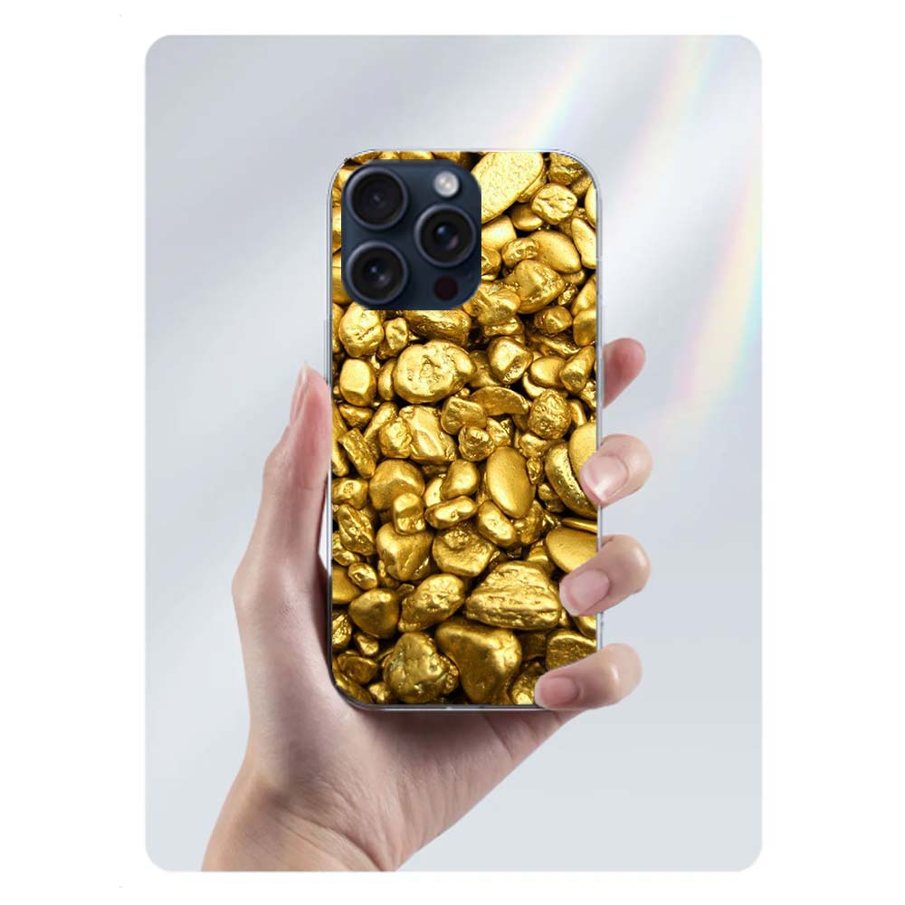 Золотой Слиток Богатство и Финансы Прозрачный Чехол Для Телефона Для Iphone 17 Air 16 Pro Max 15 Pro 14 Plus 17E 16E 11 13 12 Mini Чехлы Funda