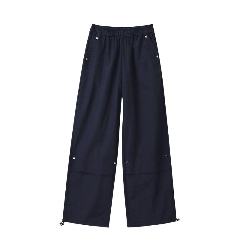 Work Pants for Women In Summertime Small Rivet Design Quick-drying Sports Pants Hot Girl Cool High Waist Wide-leg Pants