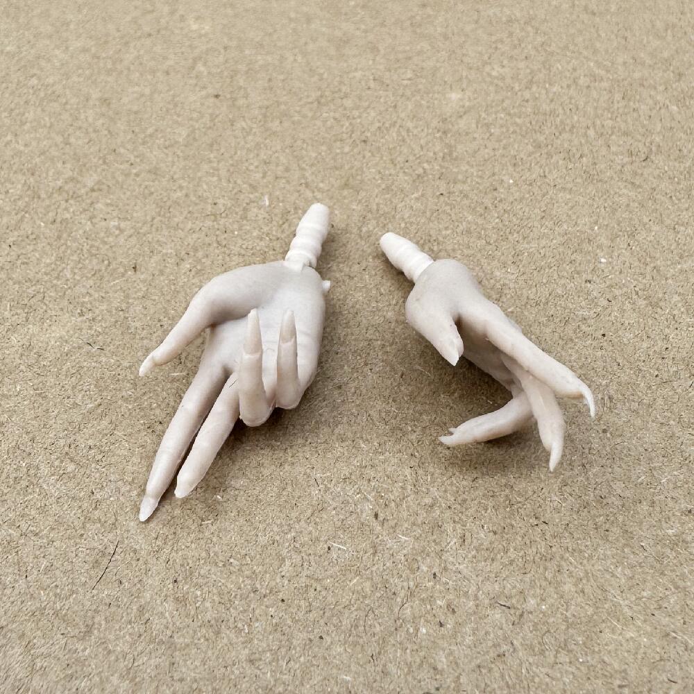 1 пара MENGF Япония Белые Сменные Руки с Длинными Ногтями Разные Жесты Универсальные для Куклы 1/6 FR/IT DIY Маникюр