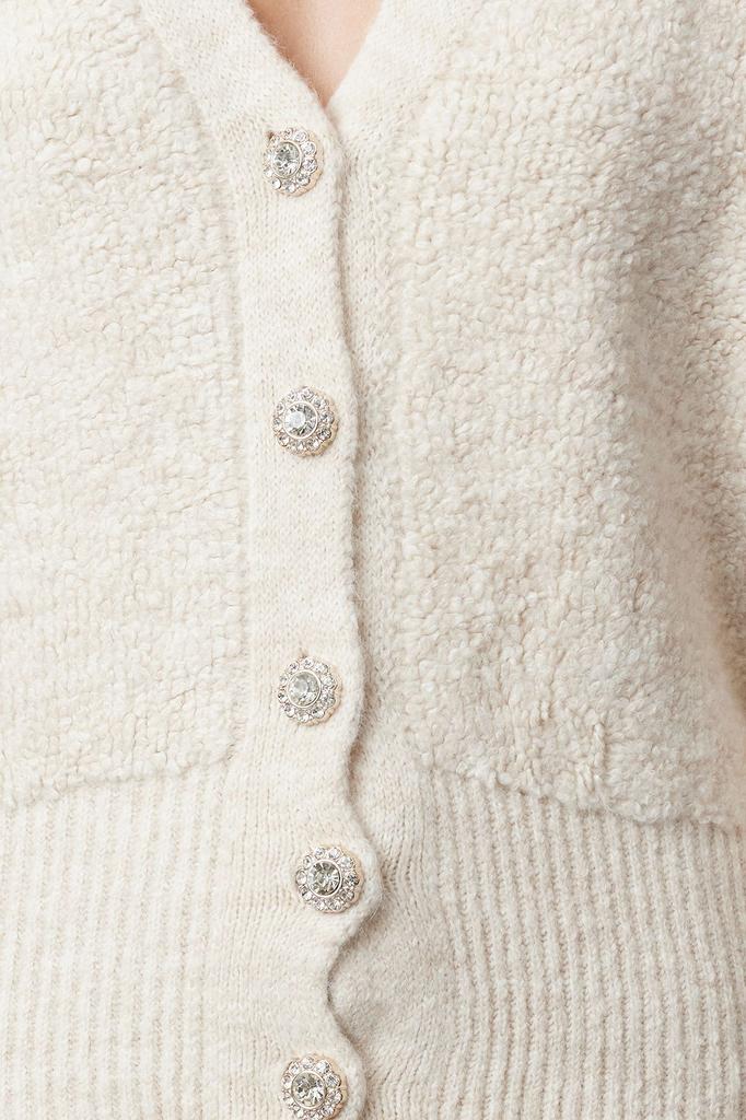 Женский кардиган в элегантном стиле, кардиган из мягкого текстурированного трикотажа с камнями