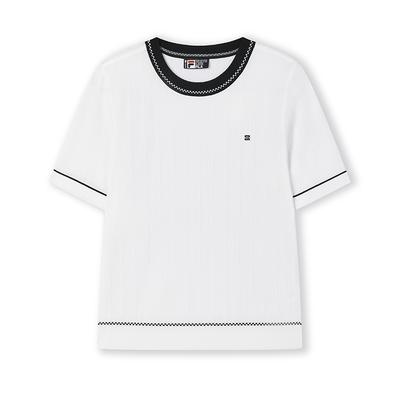 Fila Белый Универсальный Удобный Спортивный Повседневный Простой Трикотажный Топ с Коротким Рукавом Женский Топы Облачно-Белый F11W523401F-WT