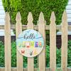 Tropical Wall Decor Hello Summer Door Sign, Ice Pop Flip Flop Welcome Hanger, Outdoor Patio Farmhouse Hanging Wooden Wreath for Front Home Porch