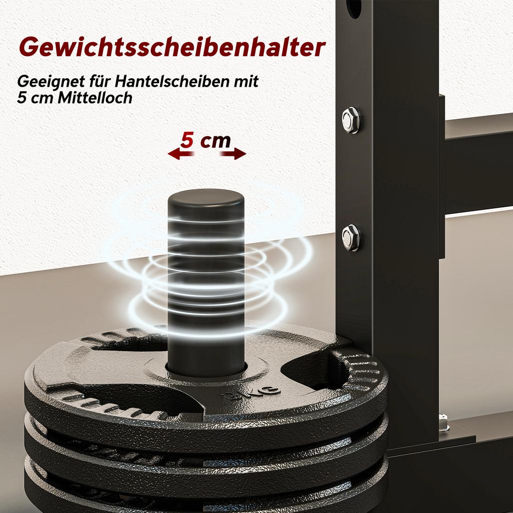 Barbell Rack 2-Tier Weight Plate Stand Made of Steel, Barbell Storage up to 300 kg, Black