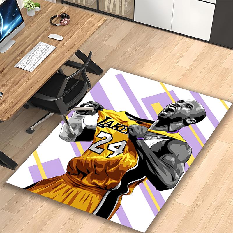 Gold Basketball Player Print Area Rug, Multi-functional Office Chair Sofa Carpet, Easy Clean Carpet for Home and Living Spaces