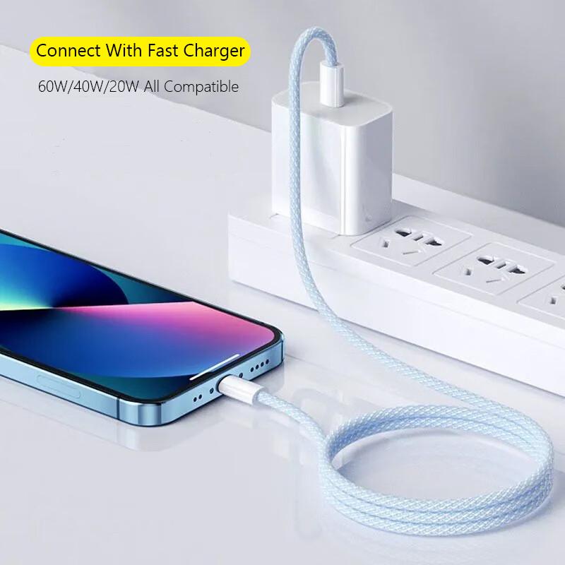 Iphone For Vaorlo 15pro 15 Cc Braid Cable Pd 60w Usbc To Typec Super Charge Data Line Fast Charging For Huawei Xiaomi