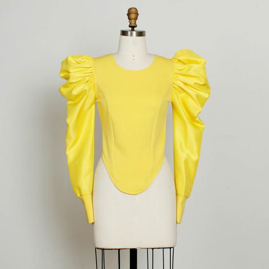 Женская блузка повседневная пэчворк рукав-буф, женская весенне-летняя облегающая блузка для вечеринки