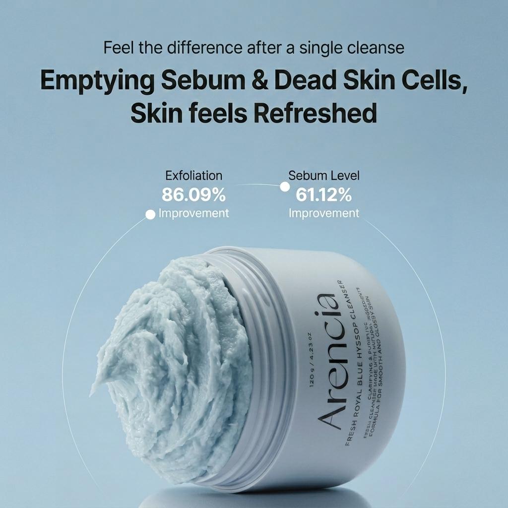 Arencia Fresh Royal Blue Hyssop Mochi Soap Cleanser 120ml (+Free gift)