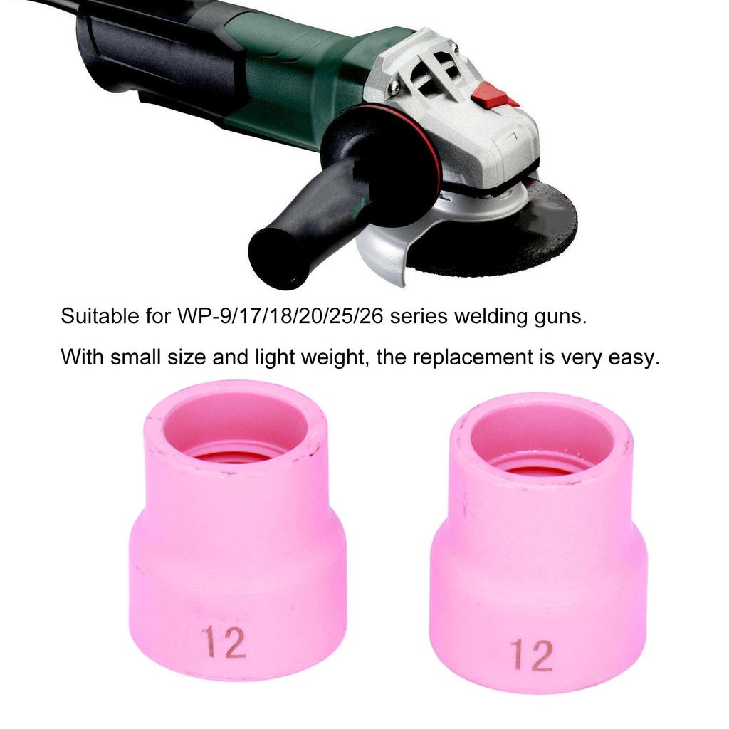 2Pcs TIG Welding Cup 12#/14# Ceramic Nozzle Accessory Set Kit for WP9/17/18/20/25/26(White )
