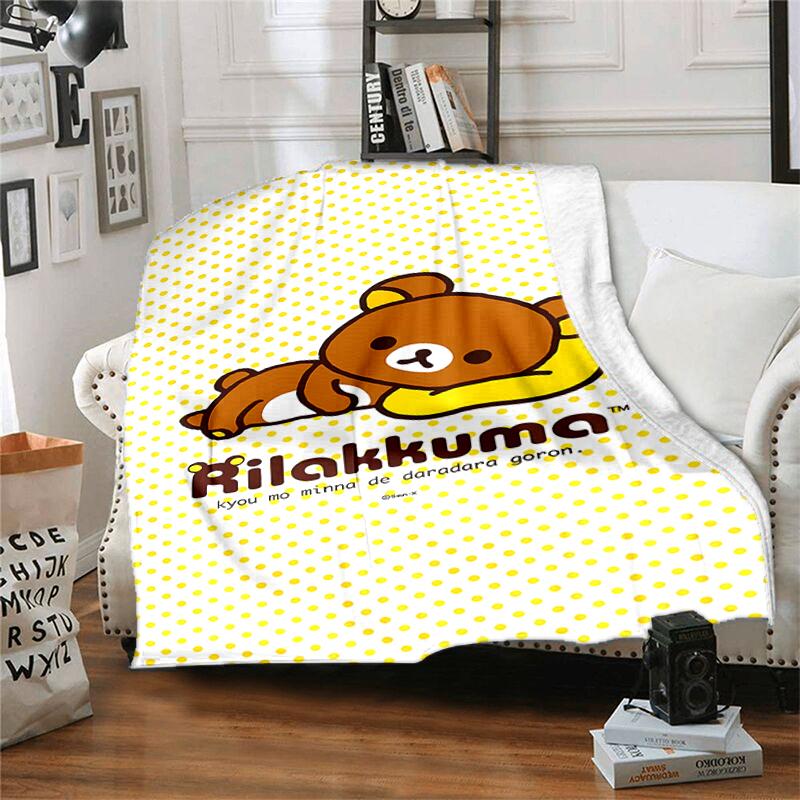 1pc Blanket Rilakkuma1 Print Design, Lightweight Blanket for Sofa, Bed- Soft &Warm, Gift for All Seasons like Christmas, Halloween