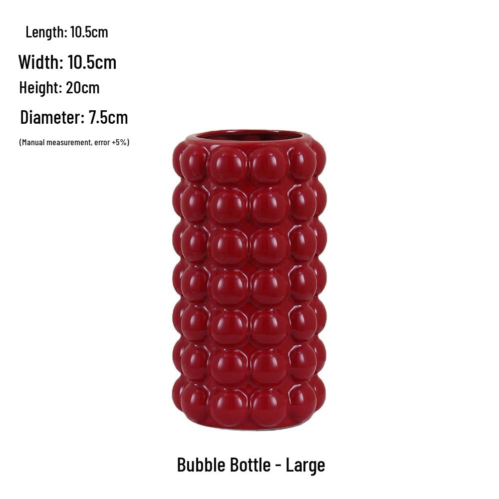 Китайская красная керамическая ваза середины века - Новогоднее специальное украшение для гостиной или свадебные композиции из шелковых цветов