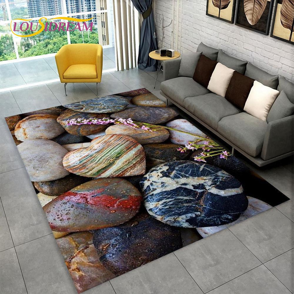 Turquoise Mineral Large Carpet Gemstone Pattern Rich Veins Non-Slip Living Room Area Rug