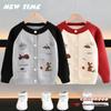 Вязаный кардиган для мальчиков с мультяшным принтом Осень/Зима 2025 - Модная верхняя одежда для малышей и детей