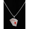 European and American Fashion Hip-hop Retro Poker Necklace Men's Personality Couple Diamond-Embedded Flush Pendant Sweater Chain Jewelry