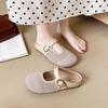 Мода 2025 Новые летние женские плетеные сандалии-шлепанцы с перфорацией, дышащие, на плоской подошве, противоскользящие, повседневные пластиковые шлепанцы-вьетнамки