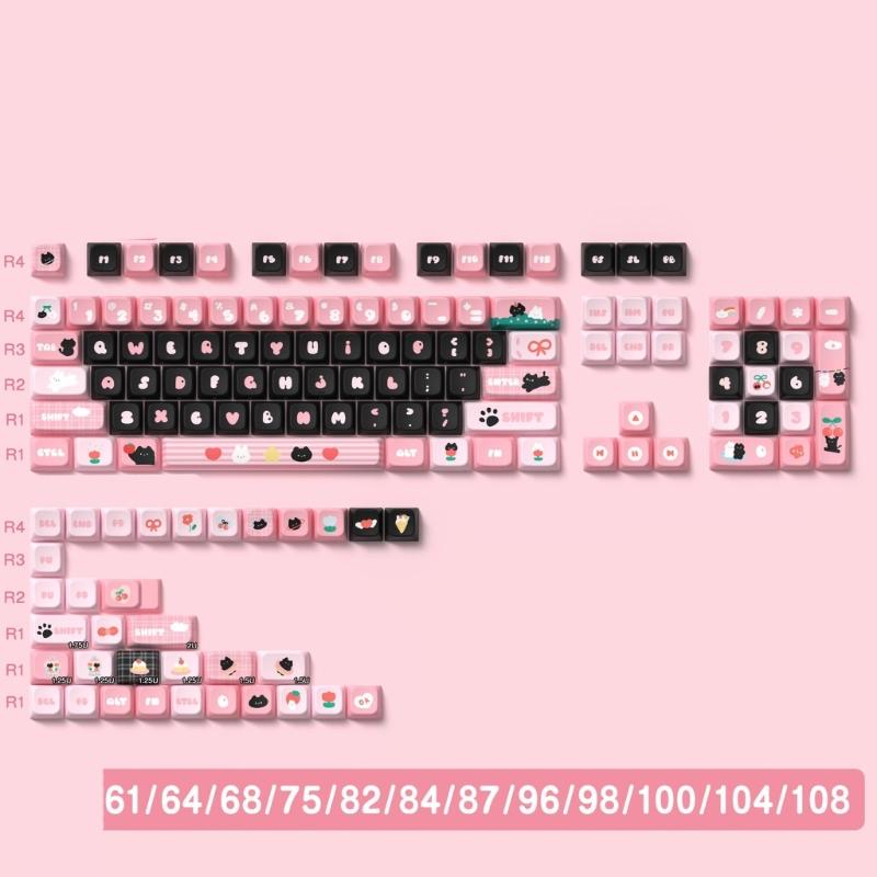 Черные кошки Keycaps 138/158 Клавиш Профиль MDA PBT Keycaps Сублимация Милые Механические Keycaps клавиатуры Аксессуары