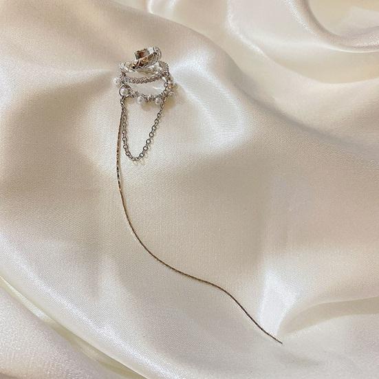 Серьги-манжеты, цепочка без пирсинга, дизайн клипа, простой, стильный, неаллергенный, удобный в ношении, зажим для ушей из искусственного жемчуга