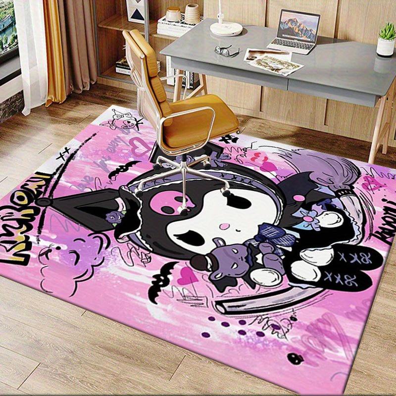 1pc Sanrio Kuromi Mermaid Printed Office Carpet Rectangle Rug Under The Table,Perfect Room Decor for Living Room, Bedroom, Kitchen, Non-slip Floor Mat