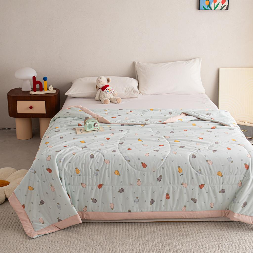 Sleeping grid hand wrapped edge, cool feeling, antibacterial, summer quilt, summer cool quilt