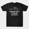 Asian Size Men Black Print T-shirt Smilles Per Gallon Monte Carlo No-Cut Heat Transfer Print Cotton Tshirt