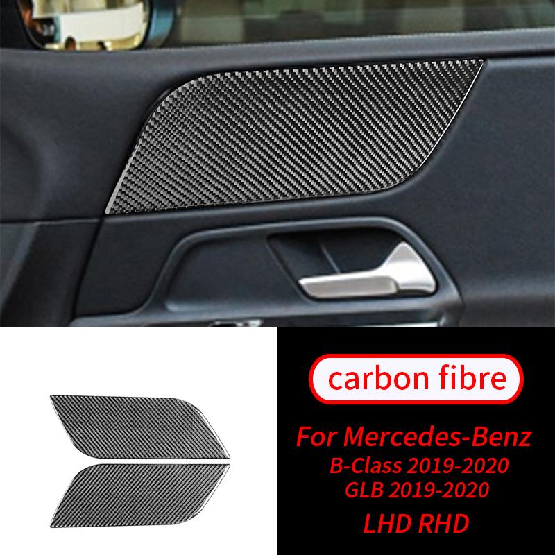 Для Mercedes Benz B Class W247-настоящее углеродное волокно, декоративная наклейка на панель передней двери автомобиля, салон автомобиля