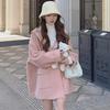 Women's Medium-Length Pink Wool Coat with Hood and Toggle Buttons - 2024 Autumn/Winter Collection