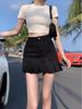 2024 Большая черная юбка-годе с высокой талией - Женская летняя приталенная плиссированная короткая юбка