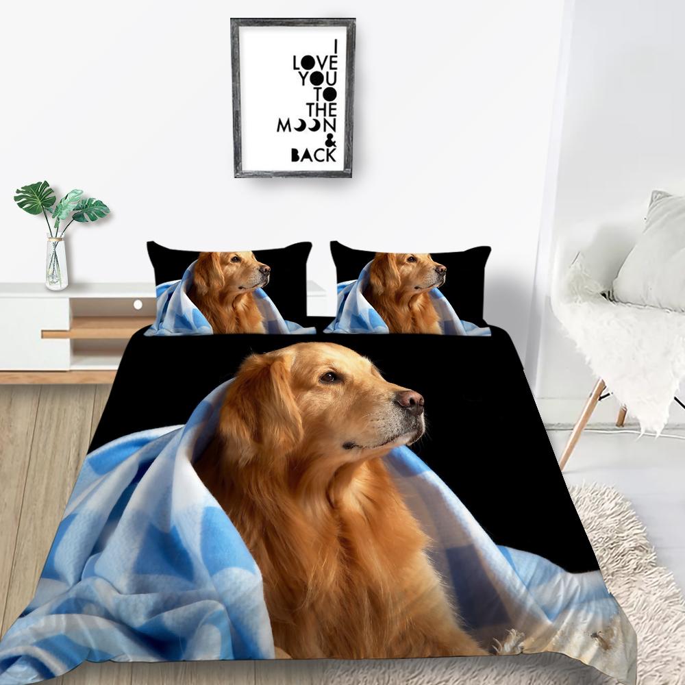 Пододеяльник для домашних животных с 3D принтом собак, комплект постельного белья, креативный домашний текстиль, покрывала из микрофибры для мужчин и женщин, покрывала King Size