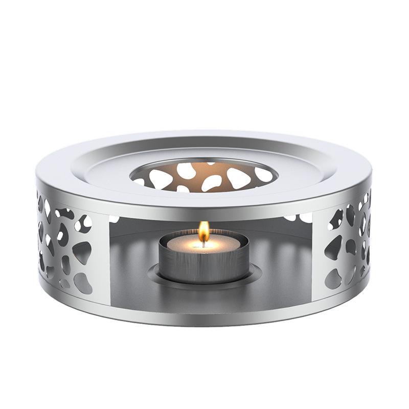 Stainless Steel Tea Warmer: Candle Heated Base for Brewing and Warming Tea