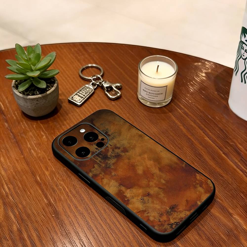Винтажный чехол-накладка цвета ржавчины для iPhone 17,16,15,14,13,12,11 Plus,Pro Max,XS,Мягкий силиконовый черный чехол