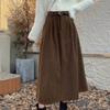 Женская коричневая юбка осень-зима с высокой талией, длинная вельветовая юбка, женские плиссированные юбки А-силуэта в студенческом стиле