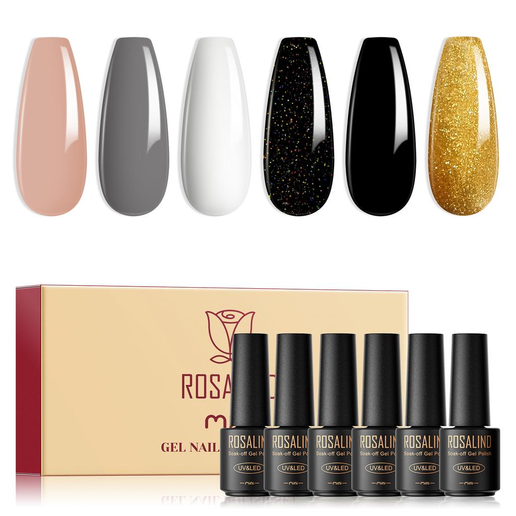 Набор гель-лаков для ногтей ROSALIND, 23 шт., долговечный блестящий УФ-светодиодный гель-лак для ногтей, температурный цветной гель-лак для женщин, дизайн ногтей своими руками
