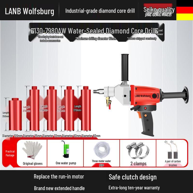 Diamond Core Drill Machine: Handheld & Stand, Wet/Dry, Concrete & AC Hole Opener, Water Drill Mixer