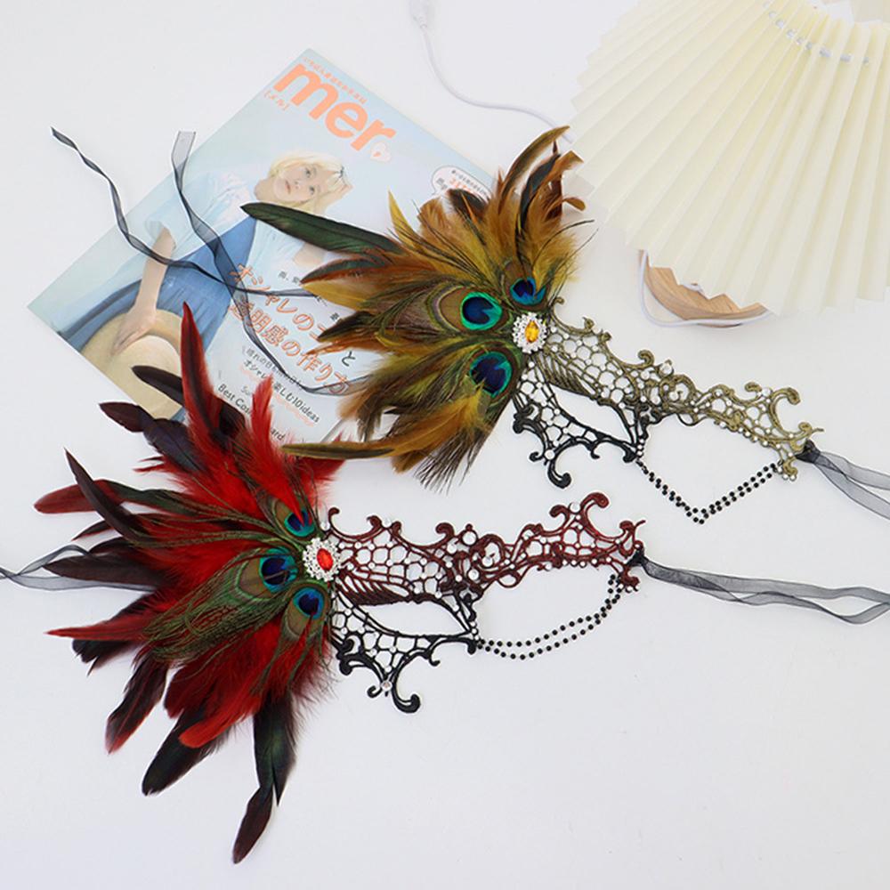 Feathers Design Half-Face Lace Mask Seductive Style Masquerade Feather Mask Fancy Prom Cosplay Masquerade Mask