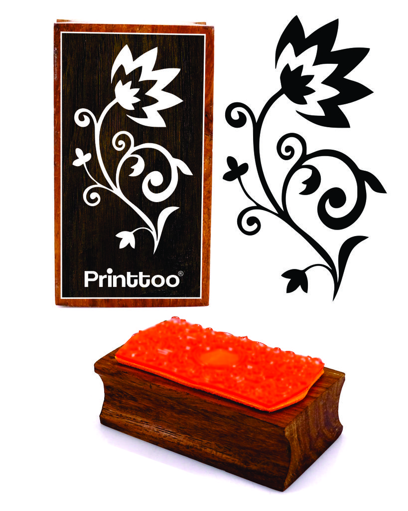 Printtoo Цветочный вихревой дизайн Прямоугольный деревянный блок резиновых штампов