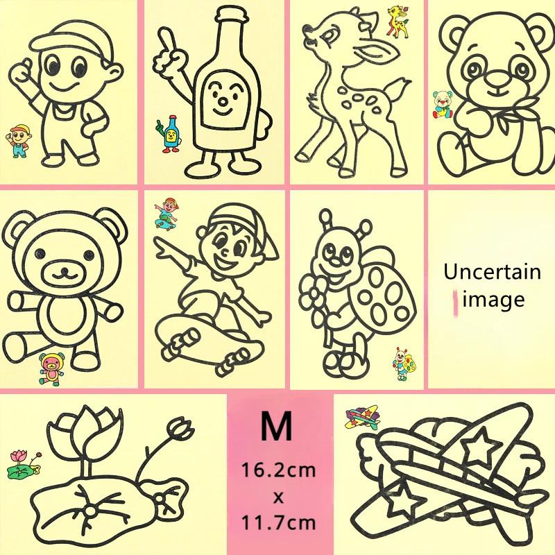 5 листов, детские креативные мультяшные автомобильные цветные рисунки на песке, простая забавная детская художественная наклейка ручной работы, песочная раскраска, фигурка