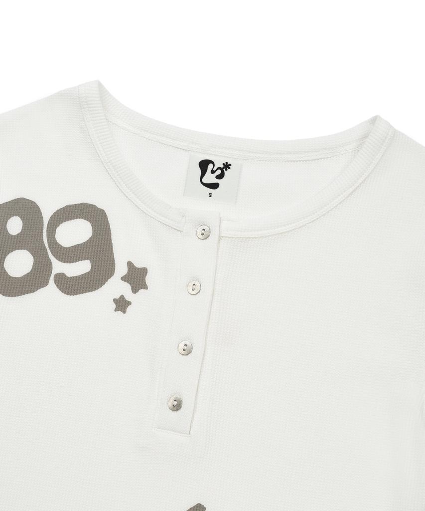 Waffle Henley с длинным рукавом и графическим принтом LMR, цвет слоновой кости