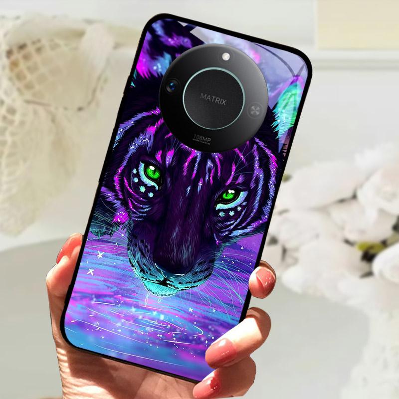 Для Honor X9C Умный Чехол-Крышка Модный Роскошный Крутые Животные Расписанный Fundas Для Honor X9C Умный Закаленное Стекло Задняя Панель Телефона